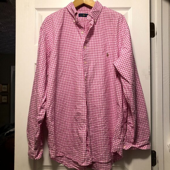 polo Ralph Lauren big & tall men's new pink 100% cotton casual shirt size: XLT